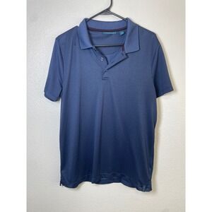 Perry Ellis Polo Shirt Mens Medium Blue Excellent Geometric Short Sleeve Golf